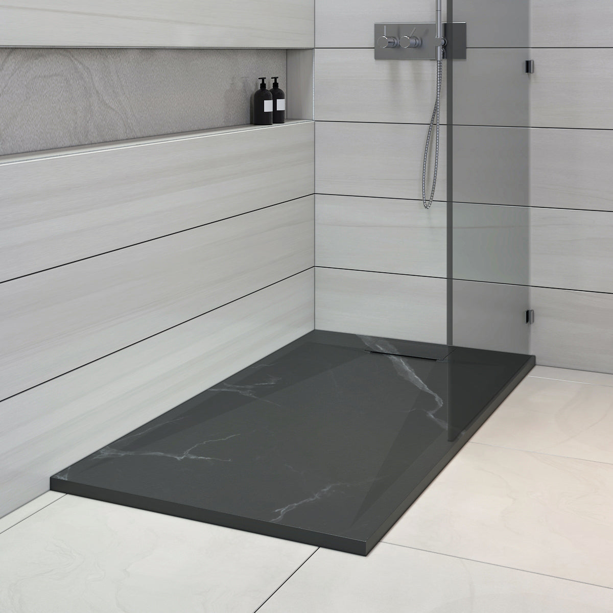 Sahara 60x32 SMC Shower Base Black Marble – Bain Signature